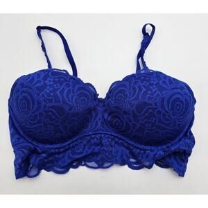 Victoria's Secret Pink Size L Blue Lace Padded Bralette